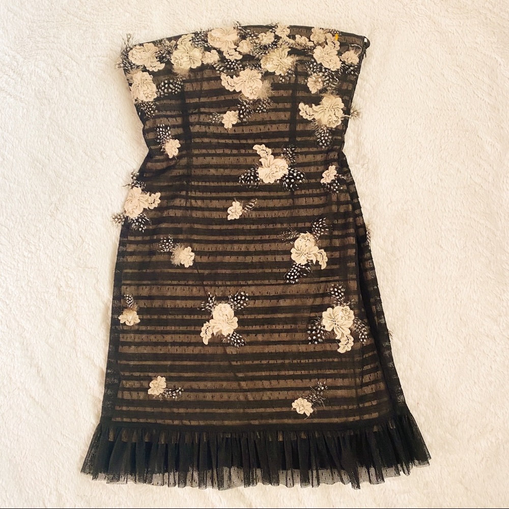BCBG STRAPLESS MESH DRESS
